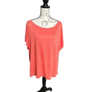 New Rachel Zoe Short Sleeve Coral Orange Soft Linen Top Shirt Women's Plus 2X